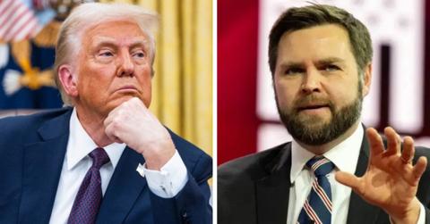 Split photos of Donald Trump and J.D. Vance.