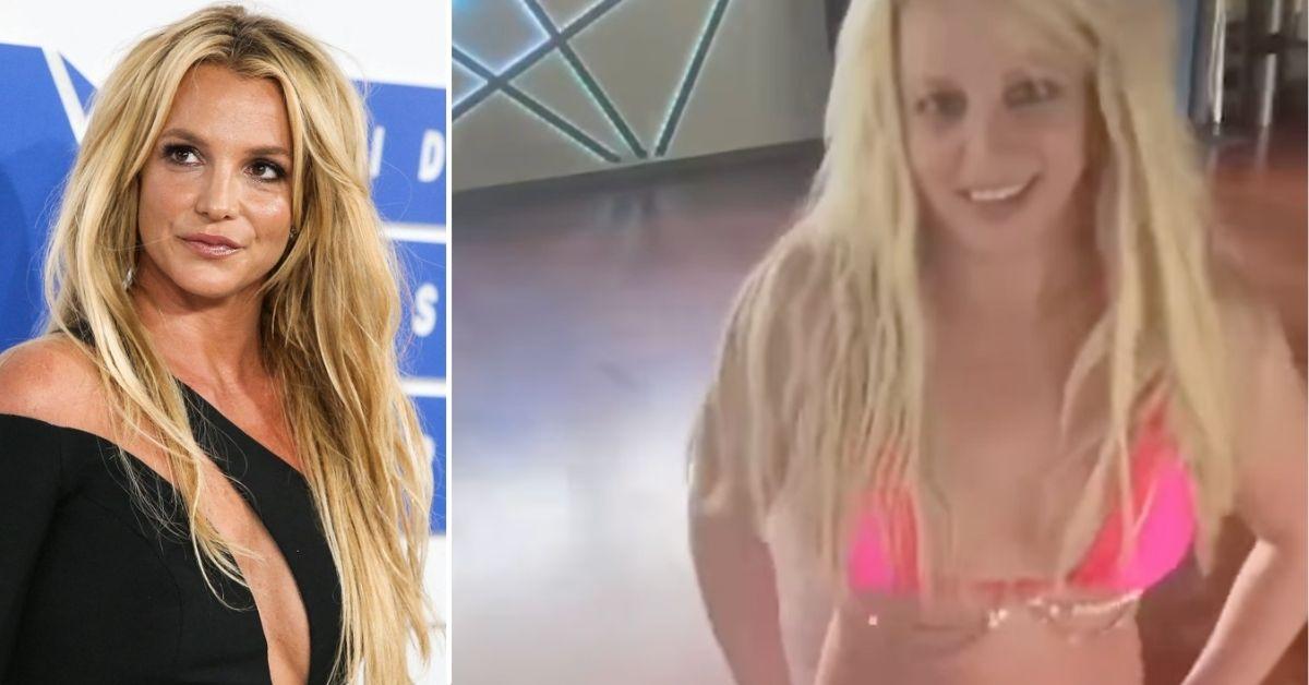 Britney Spears Bizarrely Twirls Around In Hot Pink Bikini: Watch