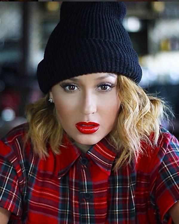 Adrienne bailon red lipstick