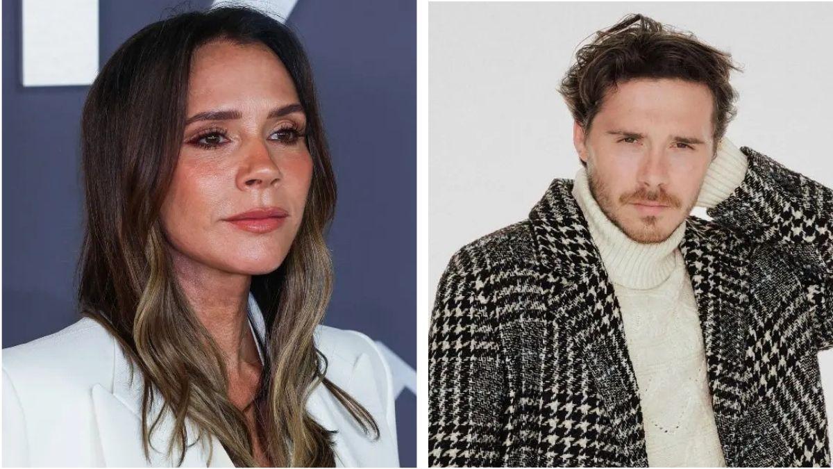 split photo of Victoria and Brooklyn Beckham