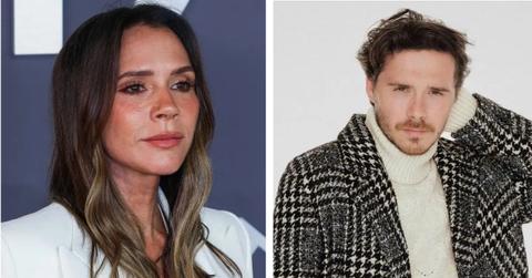 split photo of Victoria and Brooklyn Beckham