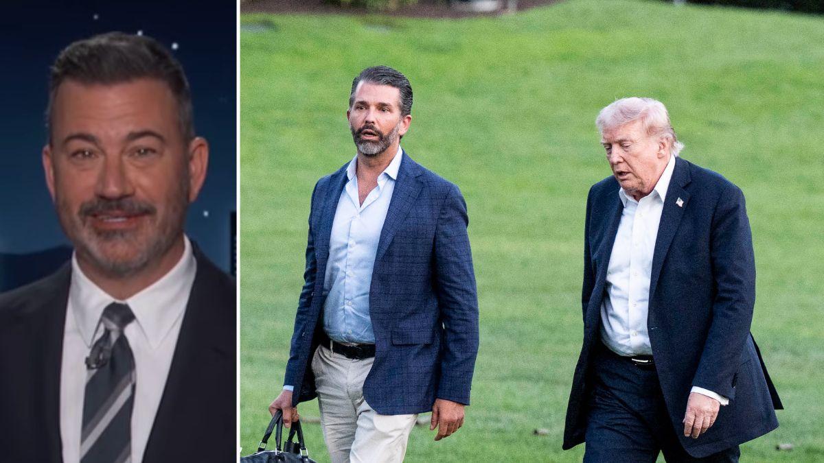 Composite photo of Jimmy Kimmel, Donald Trump and Donald Trump Jr.