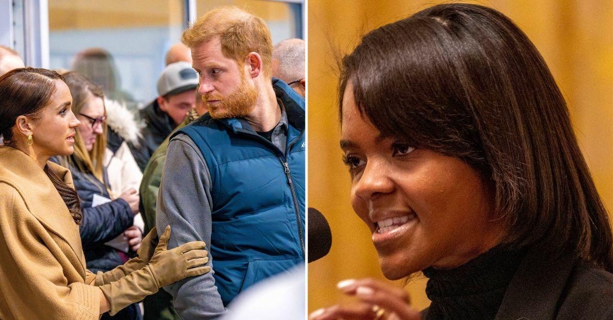 Composite photo of Meghan Markle, Prince Harry and Candace Owens