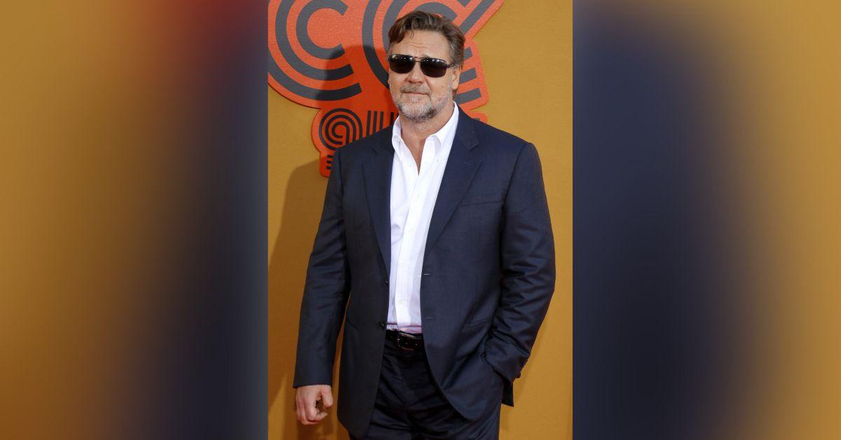 image of Russell Crowe enjoyed a beach day in Spain.
