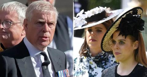 image split of princesses Eugenie and Beatrice and prince Andrew