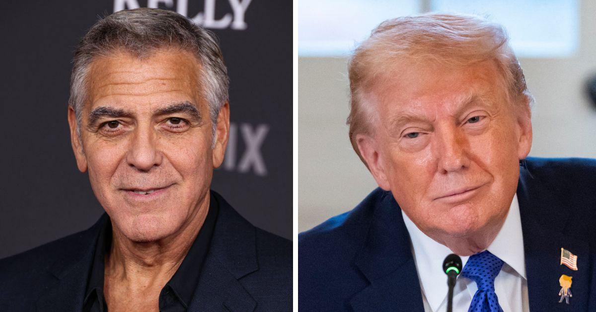spit photo of George Clooney & Donald Trump