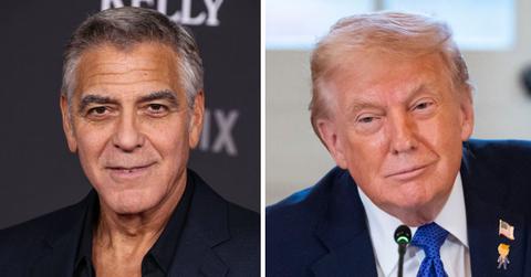spit photo of George Clooney & Donald Trump