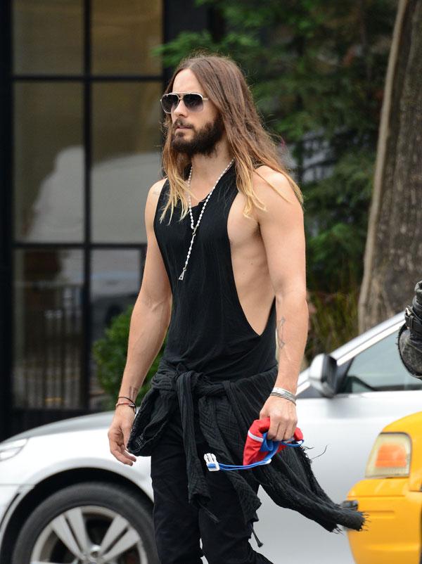 Jared Leto Shows Off His Buff Biceps and Hot Bod in a Muscle Tee—See