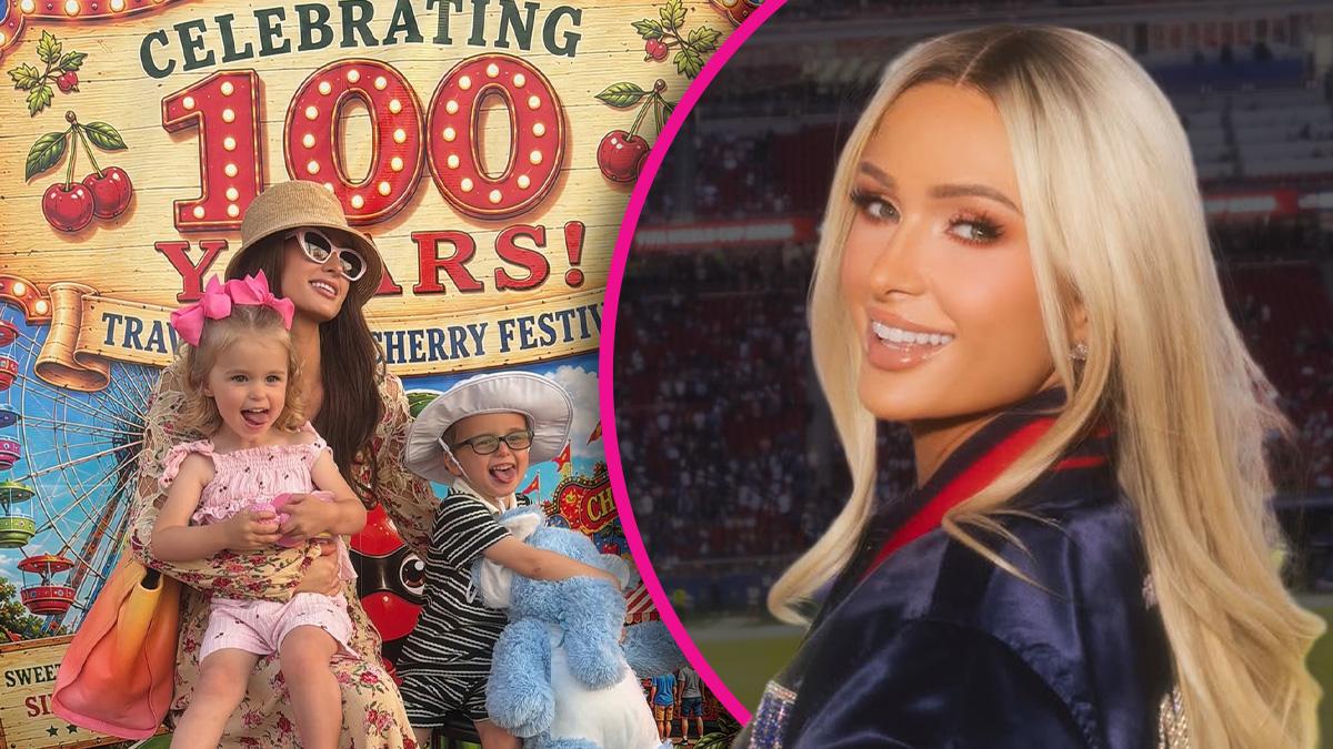 Image of Paris Hilton stepped out with brown hair during recent trip with her kids.