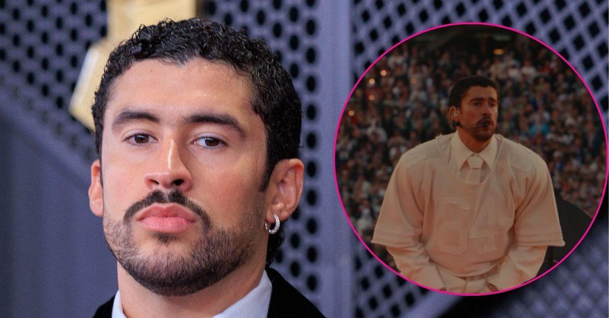 Split photo of Bad Bunny