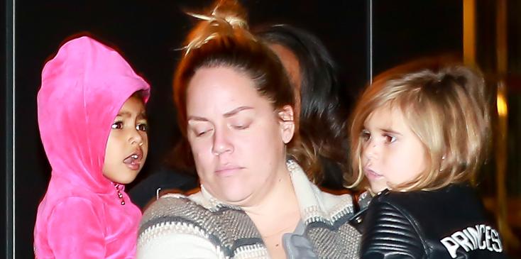 EXCLUSIVE: Kim Kardashian and Kanye West&#8217;s daughter North West goes to a movie theater in Calabasas with cousin Penelope Disick, two nannies and a bodyguard