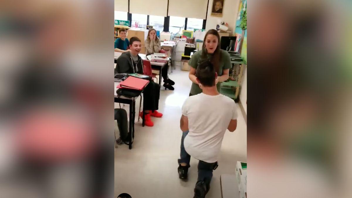 image of Ashley Fisler got engaged at school in 2019.