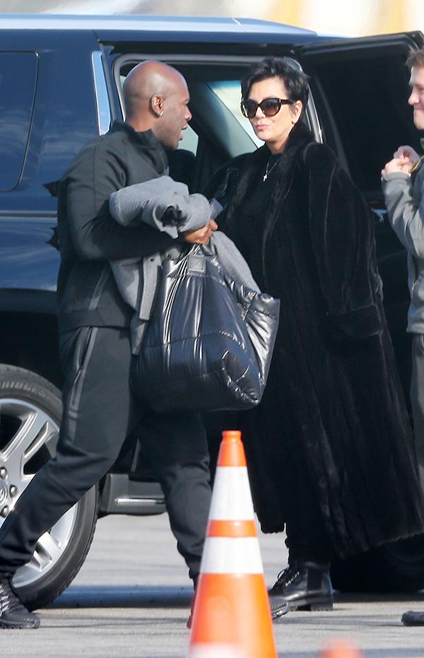 EXCLUSIVE: Kris Jenner and boyfriend Corey Gamble fly out of Burbank airport on a private jet