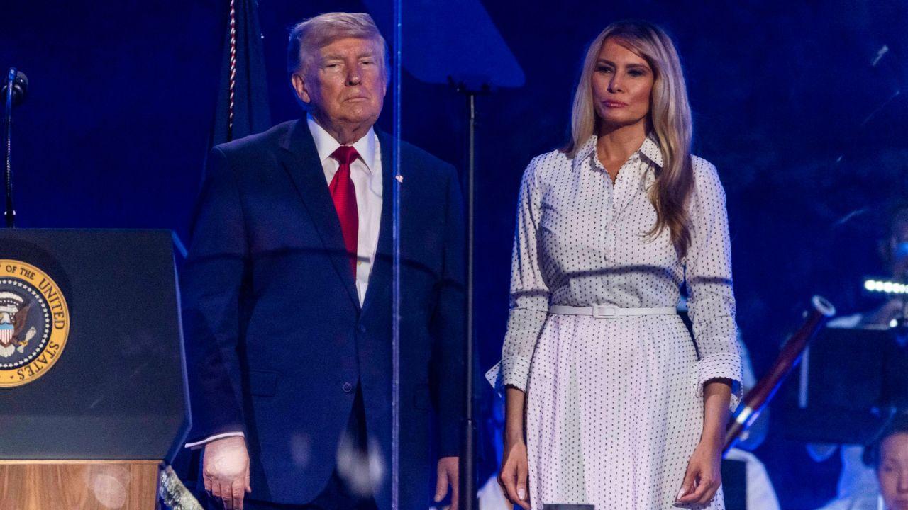 Image of Melania Trump cracked a joke about her period of silence while addressing a Rose Garden crowd.