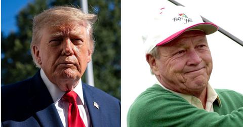 split image of Donald Trump and Arnold Palmer