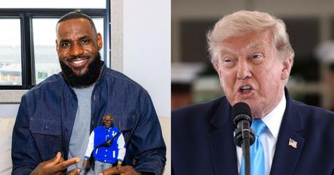 Split image of LeBron James and Donald Trump.