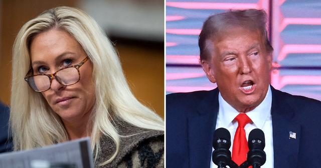 marjorie taylor greene mocked trying hug donald trump cringe pp