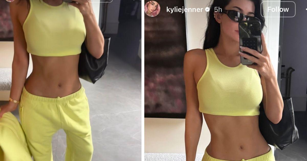 kylie jenner enviable abs crop top after timothee chalamet lakers game