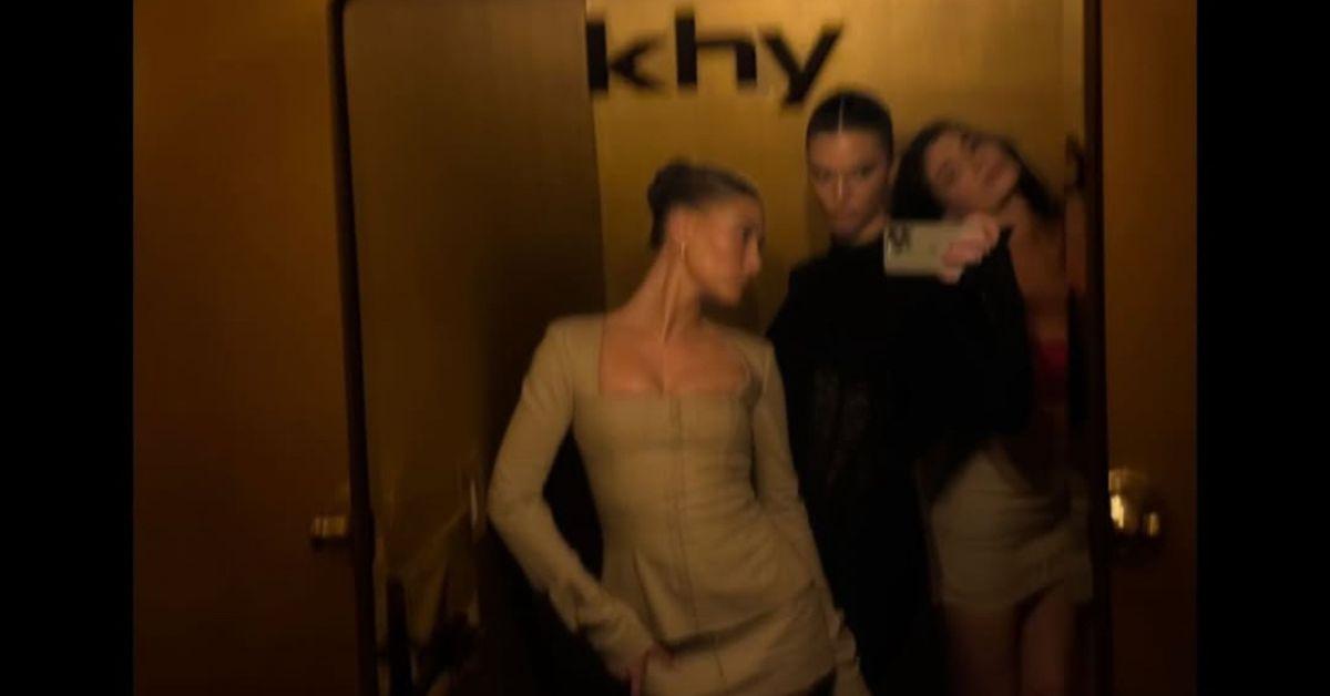 kylie jenner shows cleavage with hailey bieber kendall jenner photos