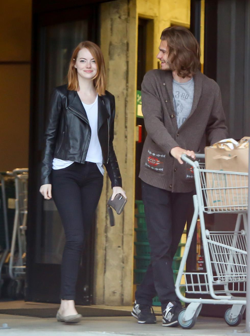 EXCLUSIVE: Emma Stone and Andrew Garfield seen grocery shopping in Los Angeles, California