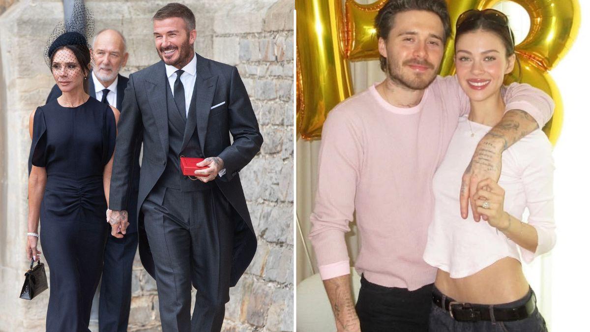 Split Photo of David and Victoria Beckham & Brooklyn Beckham and Nicola Peltz