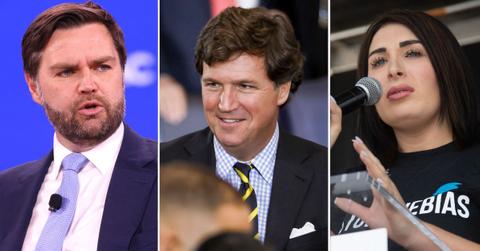Composite photo of J.D. Vance, Tucker Carlson and Laura Loomer