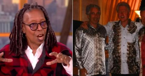 Composite photo of Whoopi Goldberg, Jeffrey Epstein and Bill Clinton