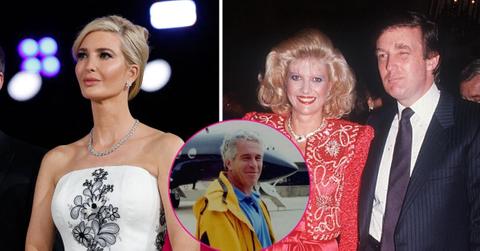 composite photo of jeffrey epstein, ivanka trump, ivana trump and donald trump
