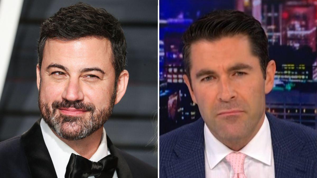 Composite photo of Jimmy Kimmel and Rob Schmitt.
