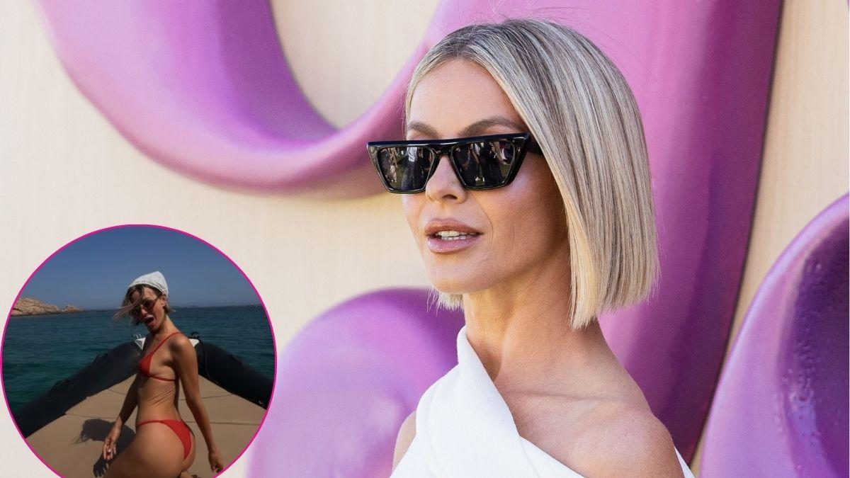 Image of Julianne Hough looked toned as she jumped into the water. 