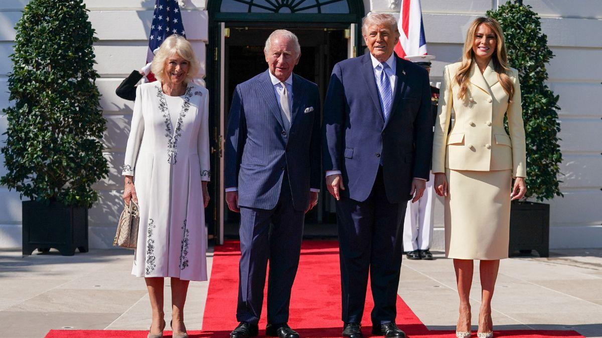 image of King Charles, queen camilla, Melania and Donald trump