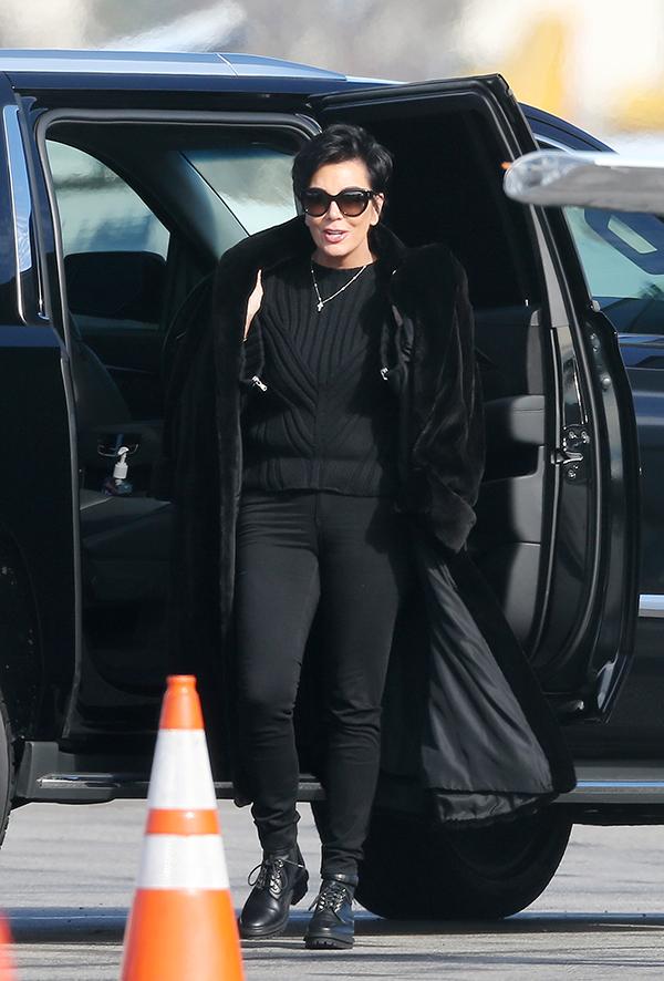 EXCLUSIVE: Kris Jenner and boyfriend Corey Gamble fly out of Burbank airport on a private jet