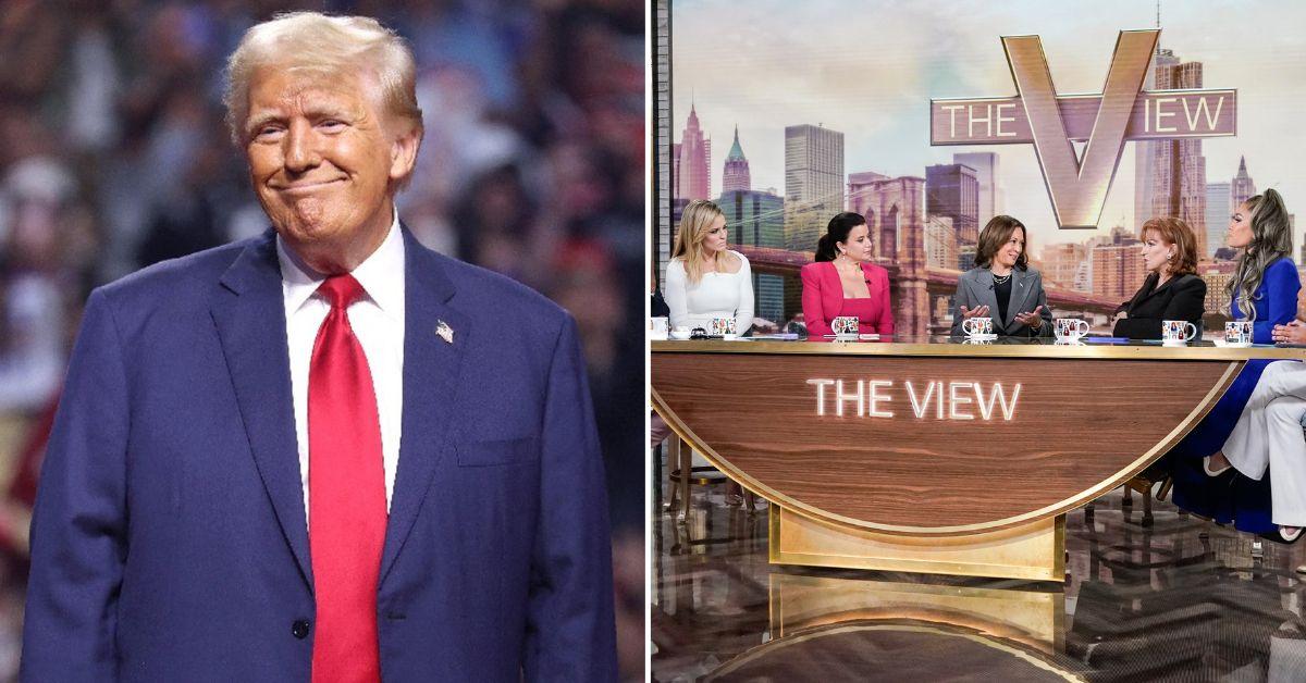 Composite photo of Donald Trump, Kamala Harris and 'The View' hosts.