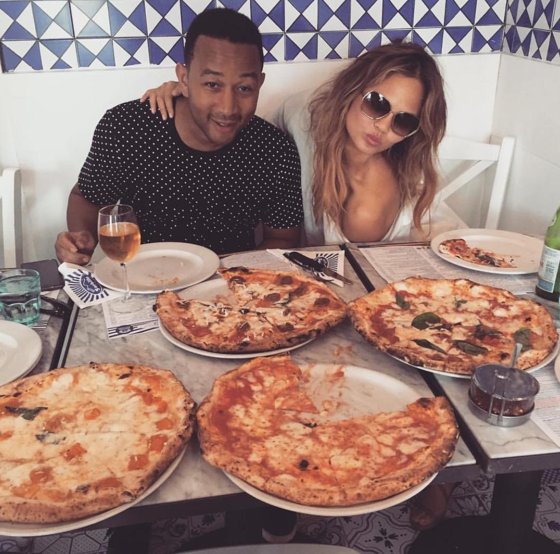 Chrissy Teigen and John Legend in Naples