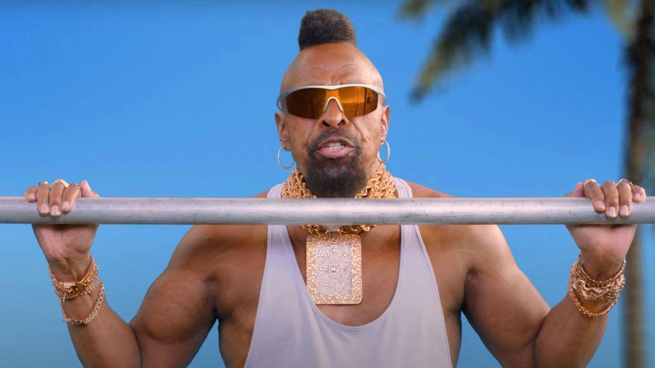 An image of Mr. T working out.