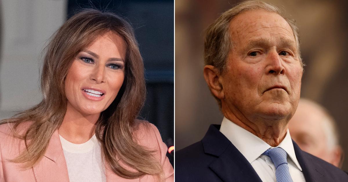 Photo of Melania Trump; picture of George W. Bush.