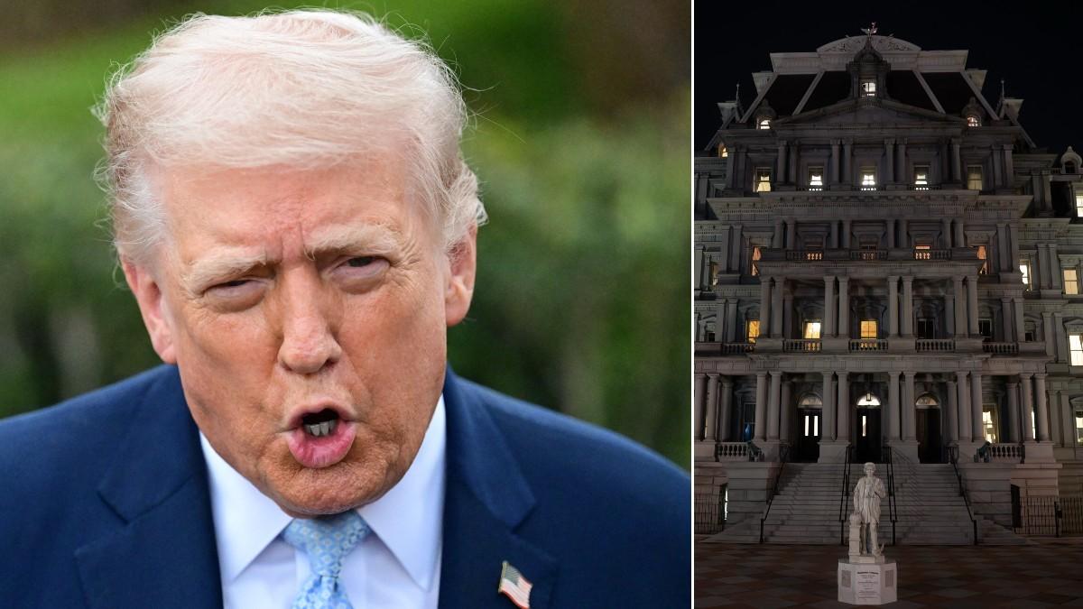 image of Donald Trump installed a 13-foot replica of Christopher Columbus on the White House grounds.