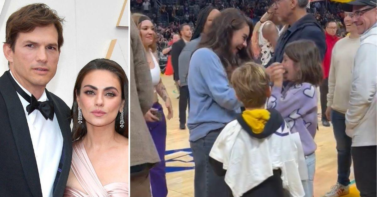 Ashton Kutcher & Mila Kunis' Spotted With Kids At WNBA Game: Watch