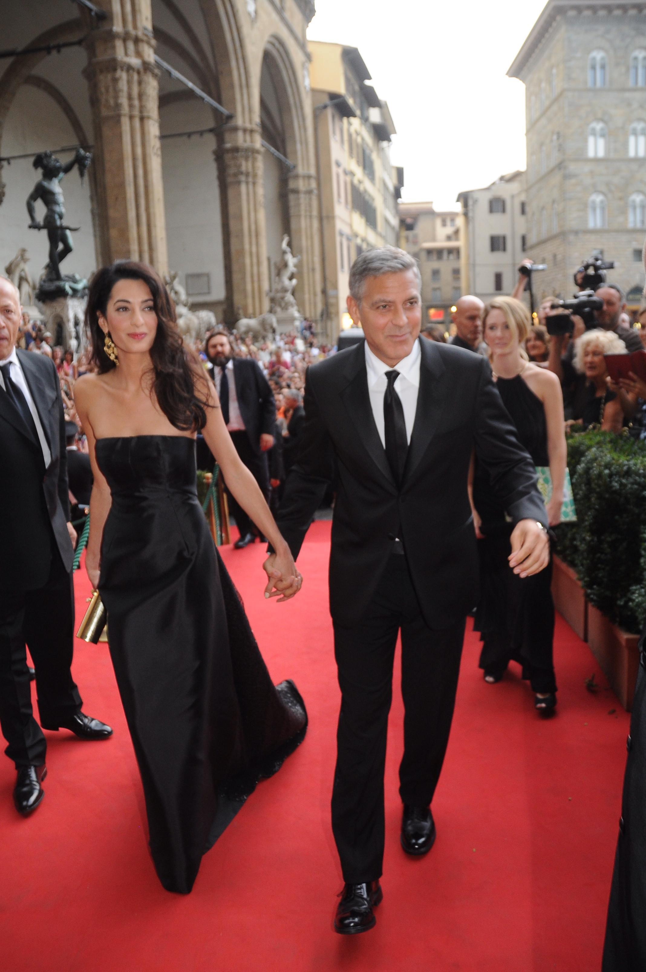 George Clooney with Amal Alamuddin at Palazzo Vecchio for Celebrity Fight Night