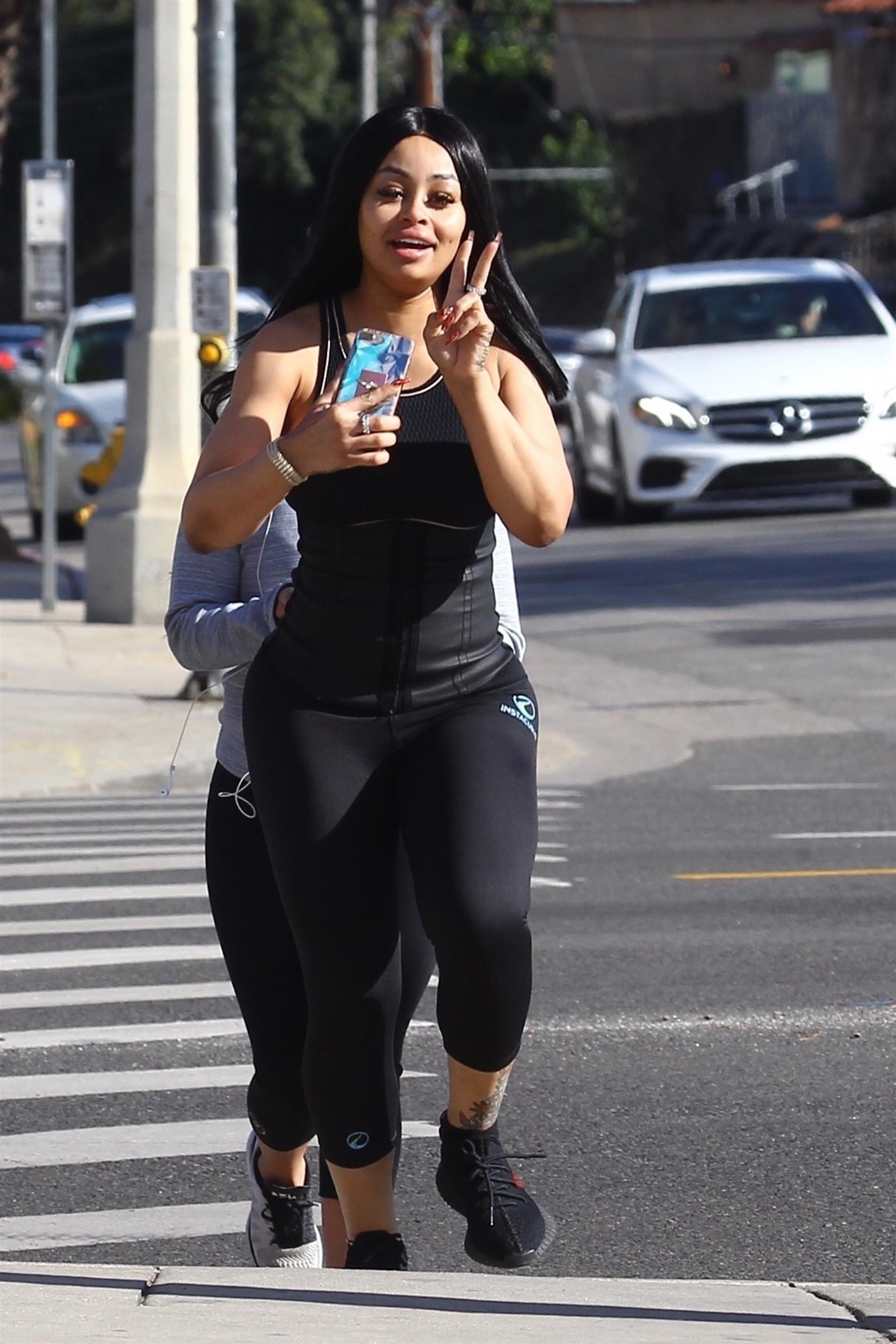 Blac Chyna was spotted jogging with her friends in Studio City, CA.