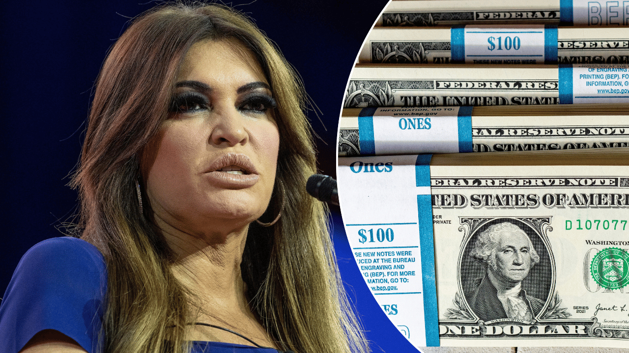 Composite photo of Kimberly Guilfoyle and money.