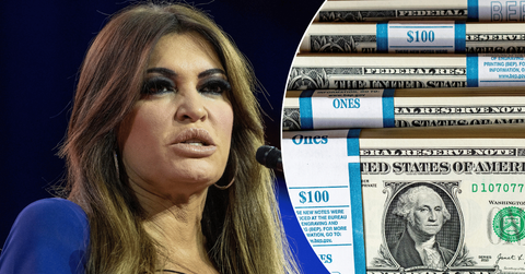 Composite photo of Kimberly Guilfoyle and money.