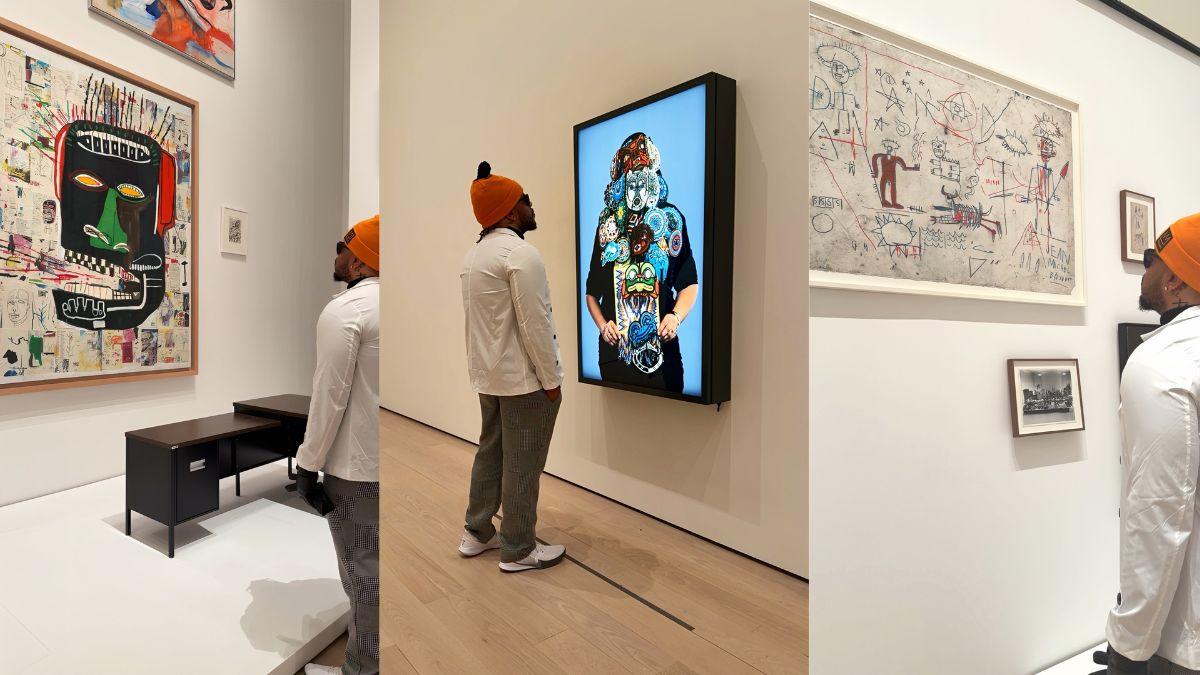 image of Ruebx Qube at MoMA during the Jean-Michel Basquiat exhibition.