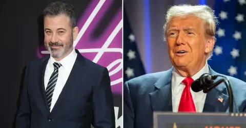 Composite photo of Jimmy Kimmel and Donald Trump