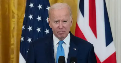 President Joe Biden giving an interview