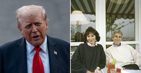 photo of Donald Trump, Ghislaine Maxwell and Jeffrey Epstein