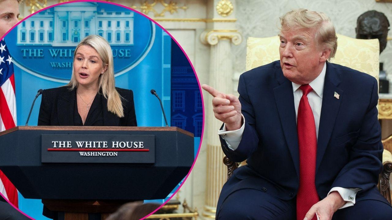 Composite photo of Karoline Leavitt and Donald Trump.