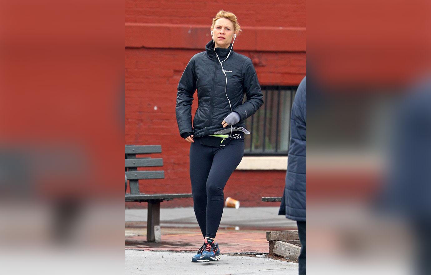 A pregnant Claire Danes goes for a morning run in NYC