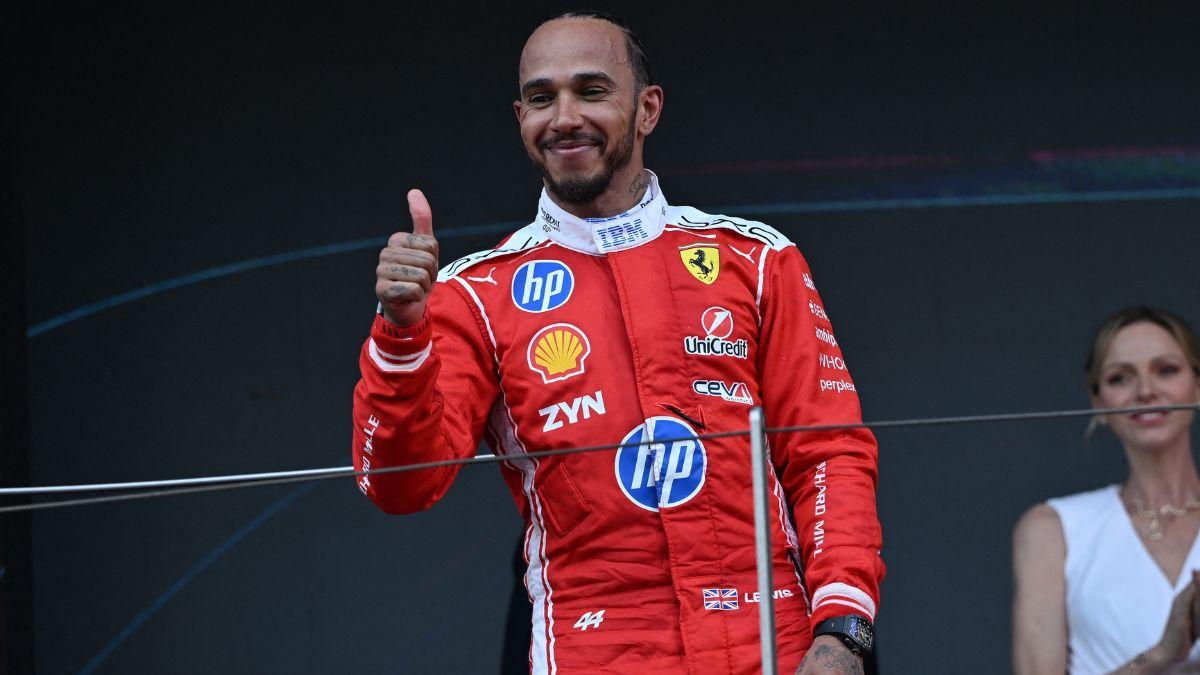 Image of Lewis Hamilton brushed off title talk, focusing instead on Ferrari’s race-by-race progress.