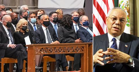 president barack obama joe biden george bush honor colin powell funeral washington dc ok